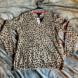 CHARTER CLUB LUXURY Leopard Print Cashmere Sweater